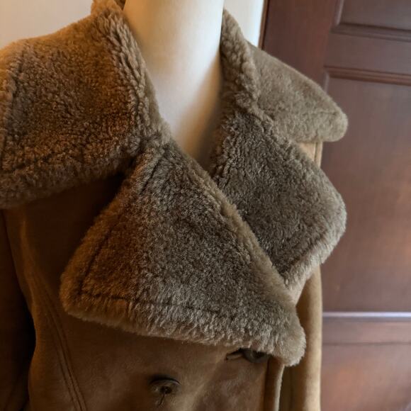 FRIITALA | 100% Sheepskin Shearling Car Length Double Breasted Coat Size 40 / 8 - Picture 3 of 8